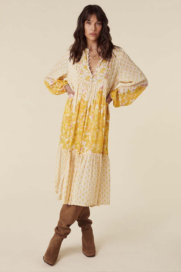 spell yellow rose boho midi dress SPELL & THE GYPSY COLLECTIVE Yellow Rose Boho Midi Dress