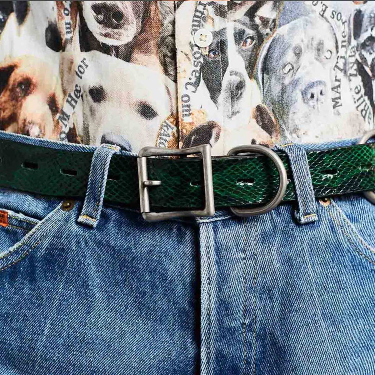 Martine Rose Bondage Belt - Green Faux Snake | Garmentory