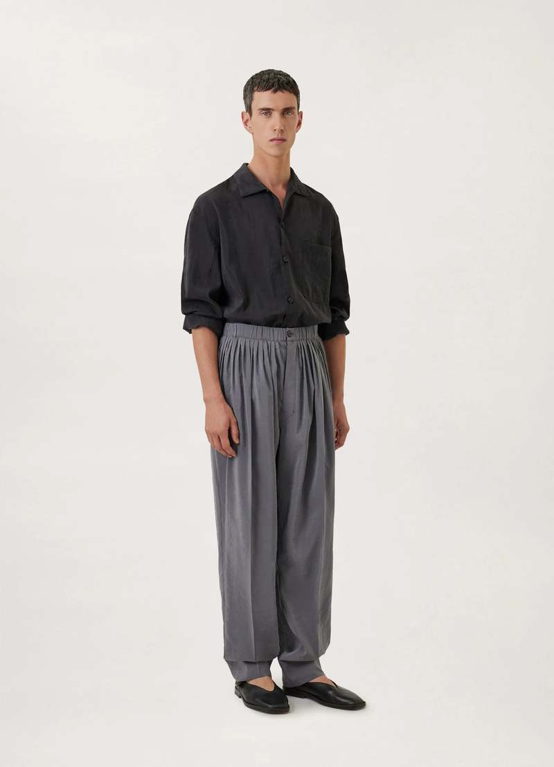 Lemaire Pleated Relaxed Pants - Aluminium | Garmentory