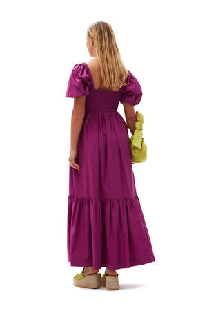 Ganni Cotton Poplin Smock Maxi Dress - Purple Wine | Garmentory Ganni Cotton Poplin Smock Maxi Dress - Purple Wine | Garmentory