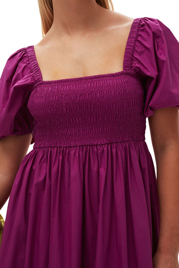 Ganni Cotton Poplin Smock Maxi Dress - Purple Wine | Garmentory
