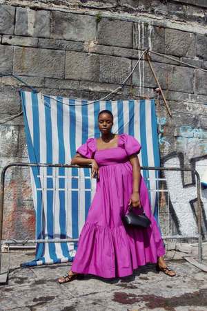 ganni mixed cotton poplin maxi dress Ganni Cotton Poplin Smock Maxi Dress