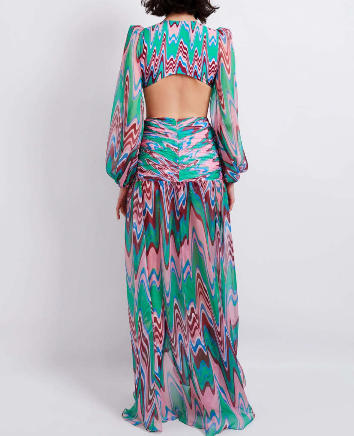 Wave Pattern Knit Maxi Skirt