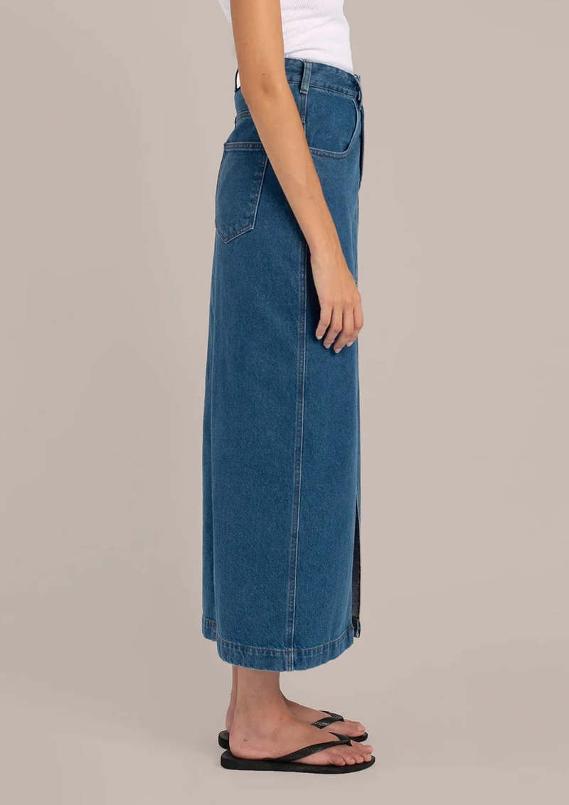 Mundaka Denim Long Skirt - Blue