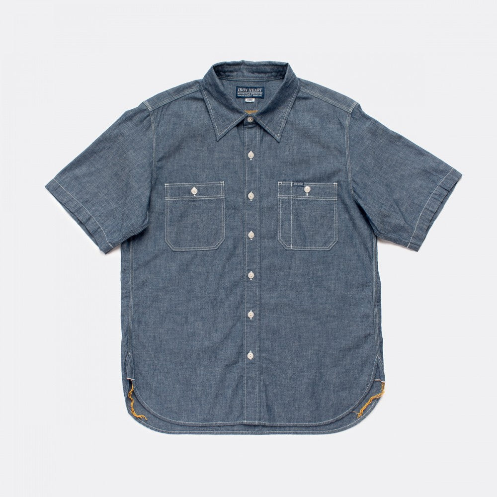 Iron Heart Selvedge Chambray S/S Work Shirt Indigo