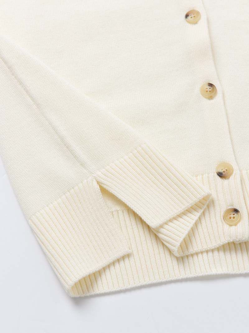 Maison Kitsuné DOUBLE FOX HEAD PATCH R-NECK CARDIGAN - ECRU