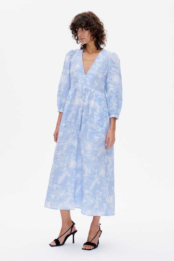 knee length dresses for ladies Aimee Collared Pleated Midi Dress