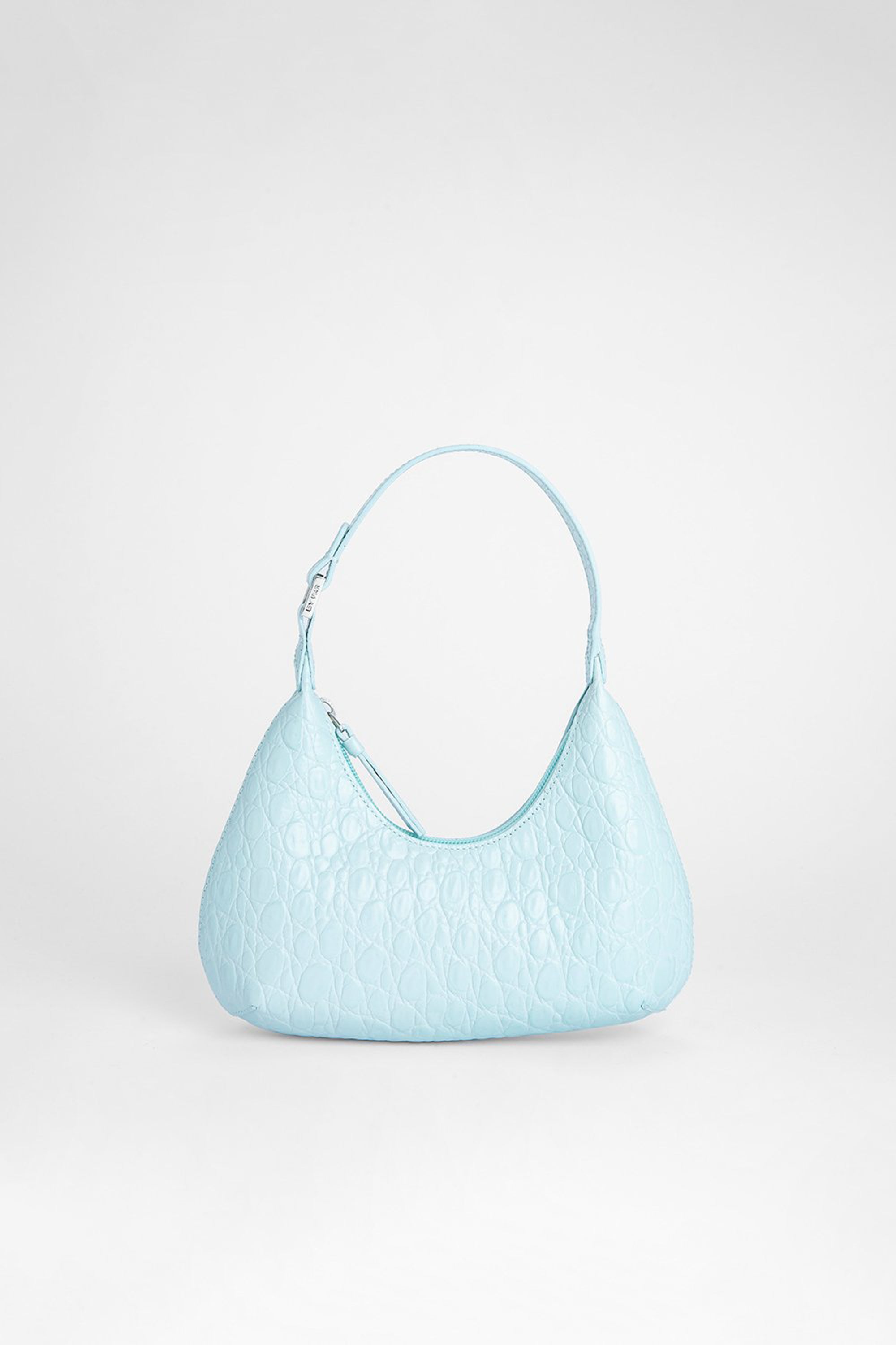 By Far Baby Amber Circular Croco Embossed Leather Bag - Ice