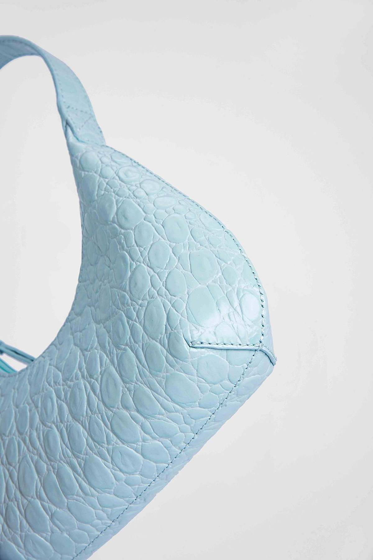 By Far Baby Amber Circular Croco Embossed Leather Bag - Ice