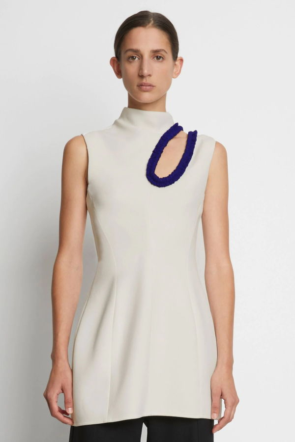 Proenza Schouler BI STRETCH CREPE CUT OUT SHELL - White