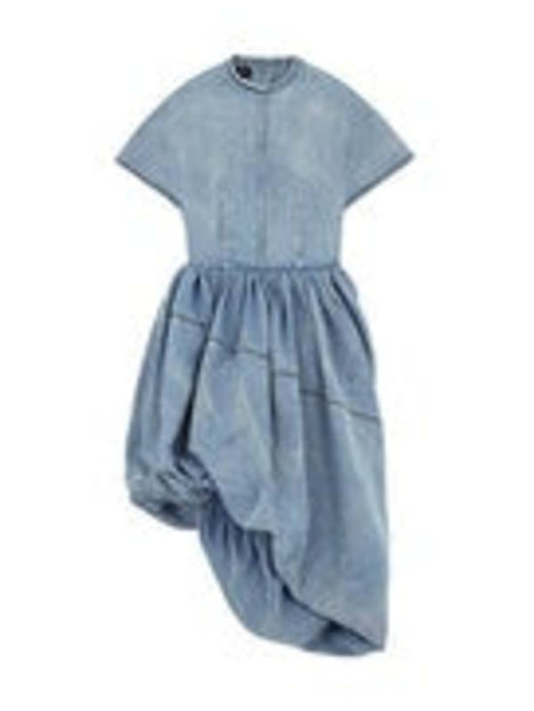 balloon denim dress Ania Long Balloon Style Midi Dress Denim Blue