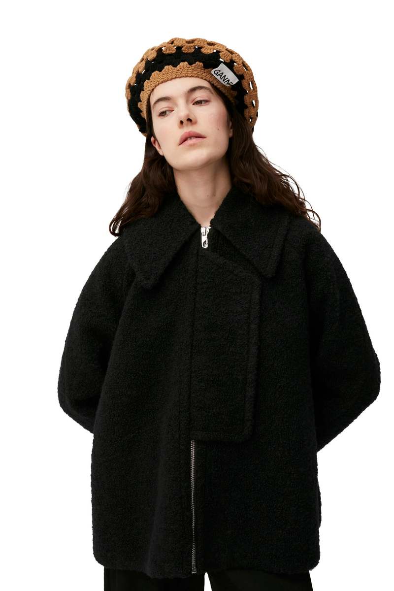 ジャケット・アウター ganni boucle wool jacket Black Black Textured Boucle Wool Jacket | GANNI US