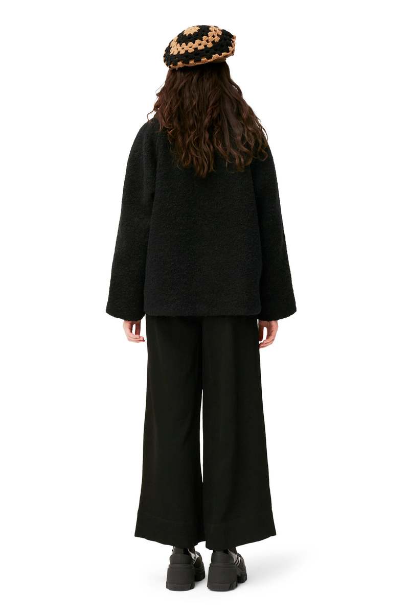 【関税＆送料込み】Ganni Boucle Wool Biker Jacket GANNI Bouclé Biker Jacket | Black | FARFETCH BN