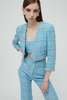 ALESSANDRA RICH Checked Tweed Cropped Jacket - Light Blue - Thumbnail 1