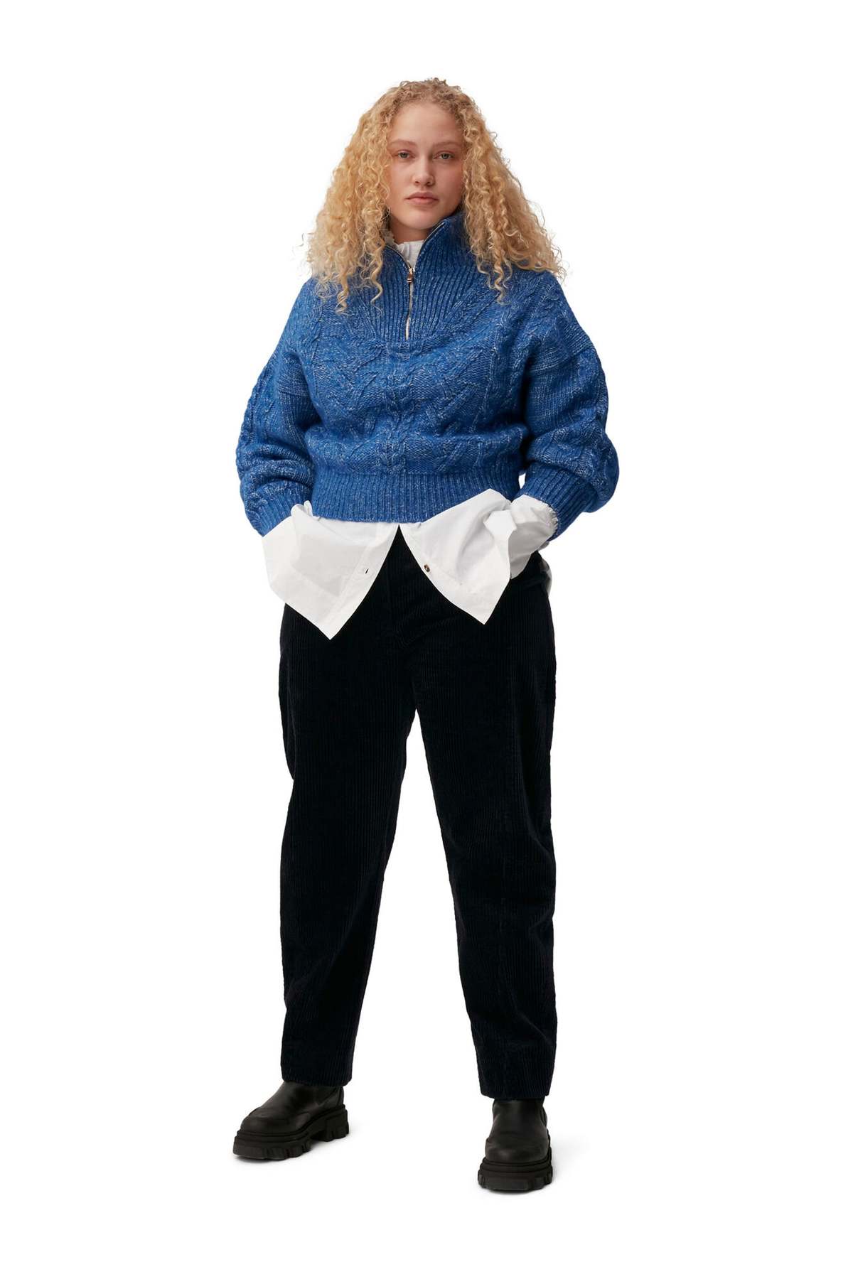 Ganni Chunky Cable Zipper Blouse - Nautical Blue | Garmentory