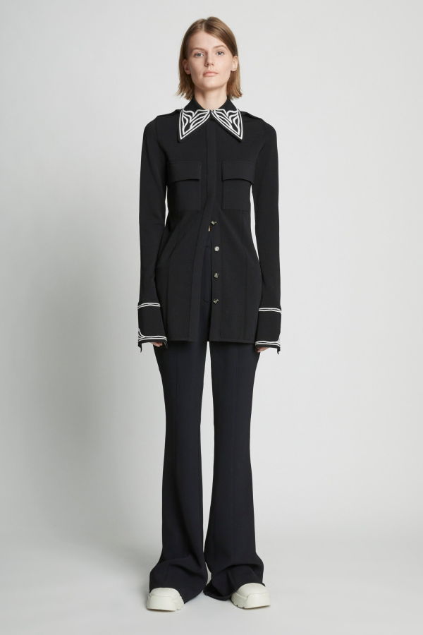 Proenza Schouler Cloque Jacquard Knit Shirt - OFF WHITE/BLACK