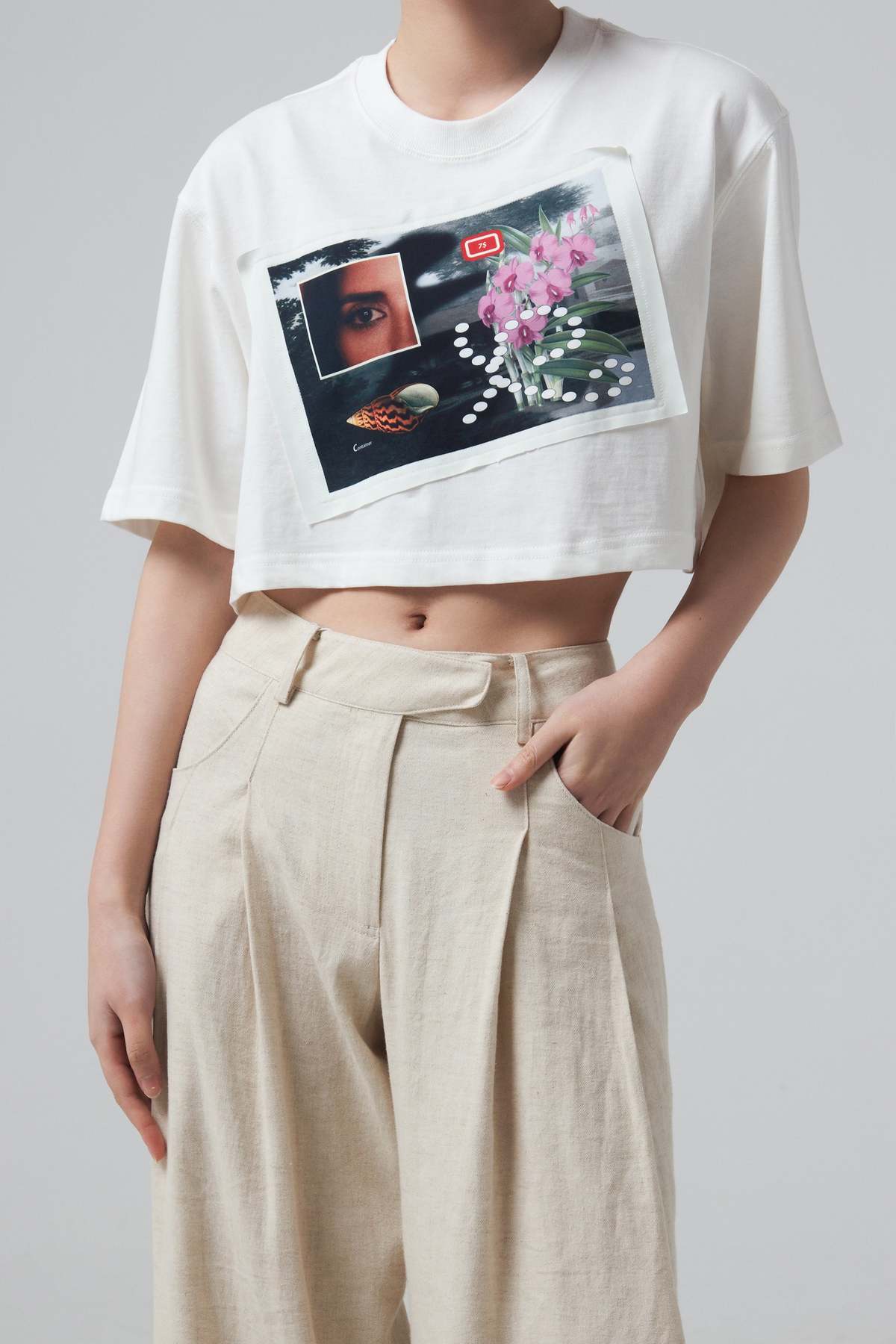 KIJUN COLLAGE CROP T SHIRT - white | Garmentory