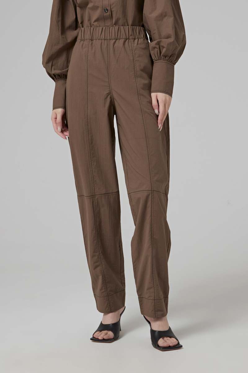Ganni Cotton Crepe Elasticated Curve Pants | Garmentory