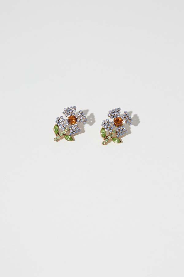 Oscar De La Renta Crystal Flower Earrings