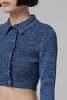 Christopher Esber Double Button Cropped Cardigan - Denim Marle - Thumbnail 10