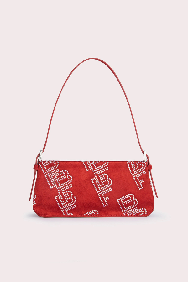 By Far Dulce Suede And Crystals Bag - Pomodoro