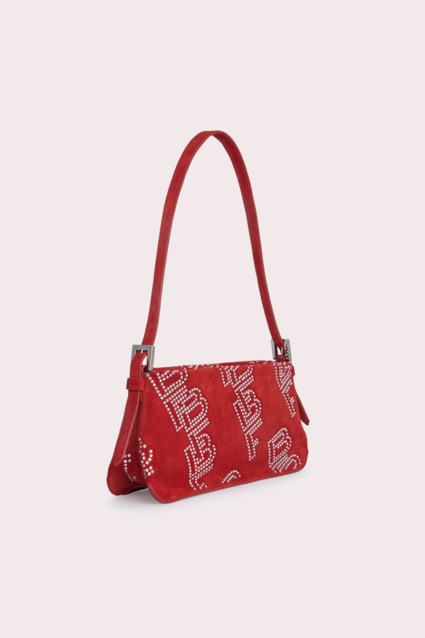 By Far Dulce Suede And Crystals Bag - Pomodoro