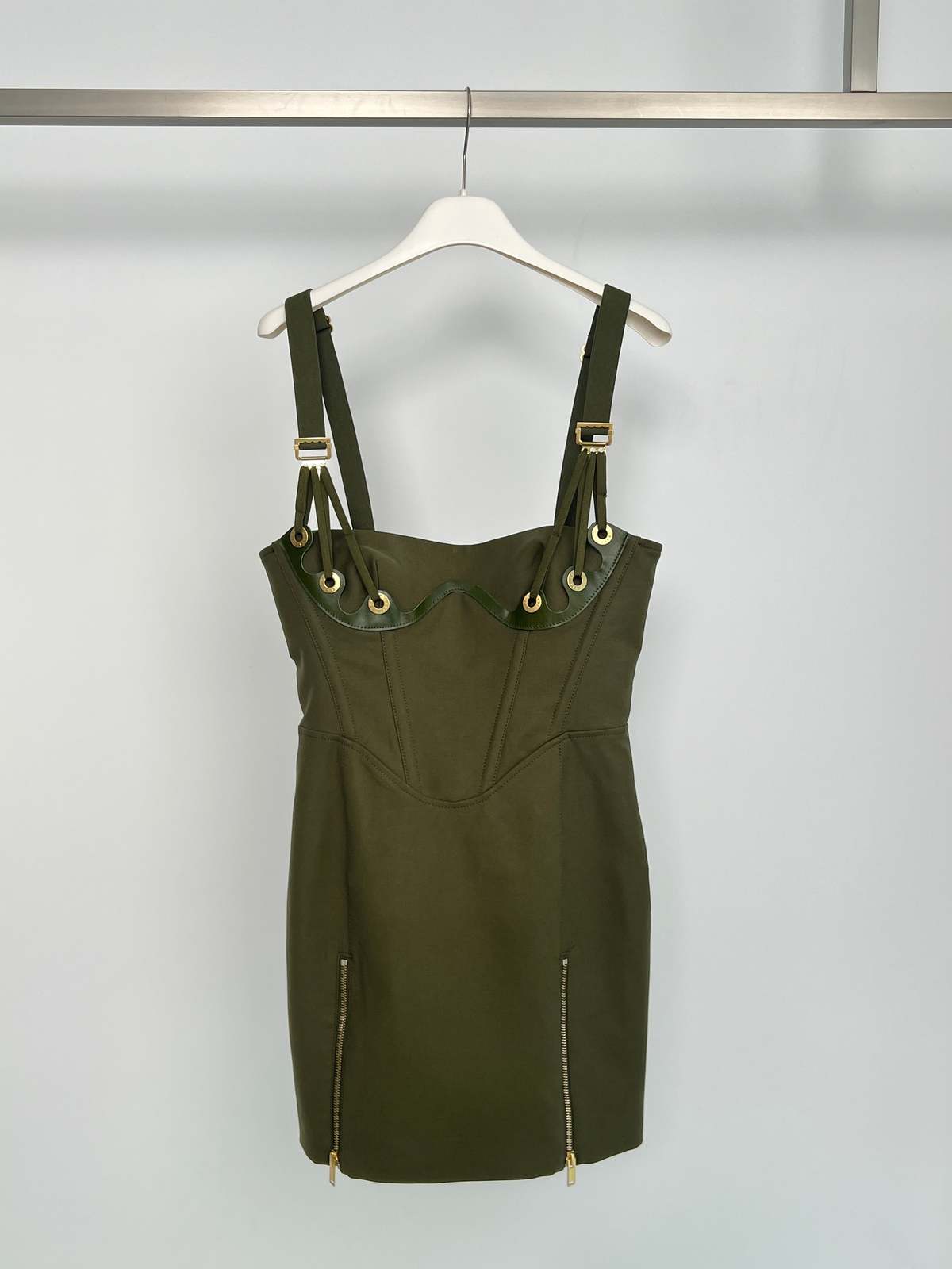 Dion Lee Fan Lace Zip Mini Dress - Olive