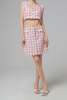 Oscar De La Renta Gingham Tweed Skirt - Ivory/Pink - Thumbnail 1