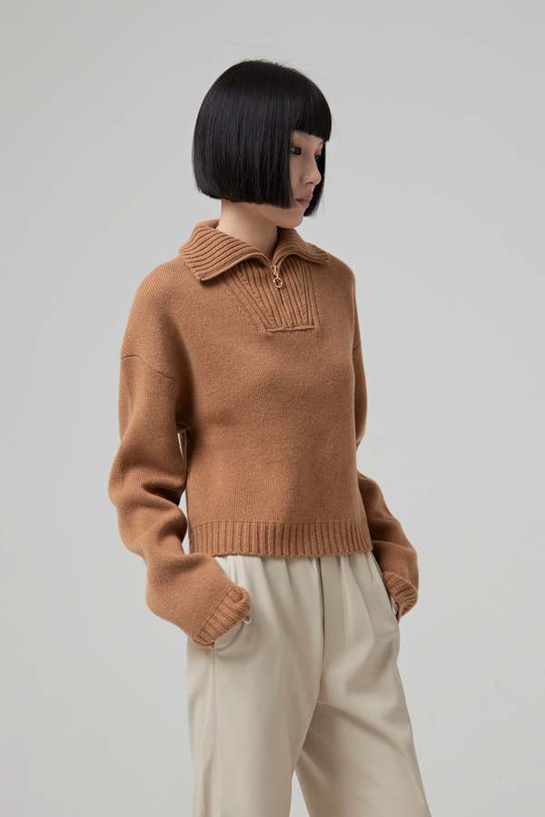 Nanushka ナヌーシュカ　ジップセーター　キャメル Satoyo - Jacket - Camel – Nanushka