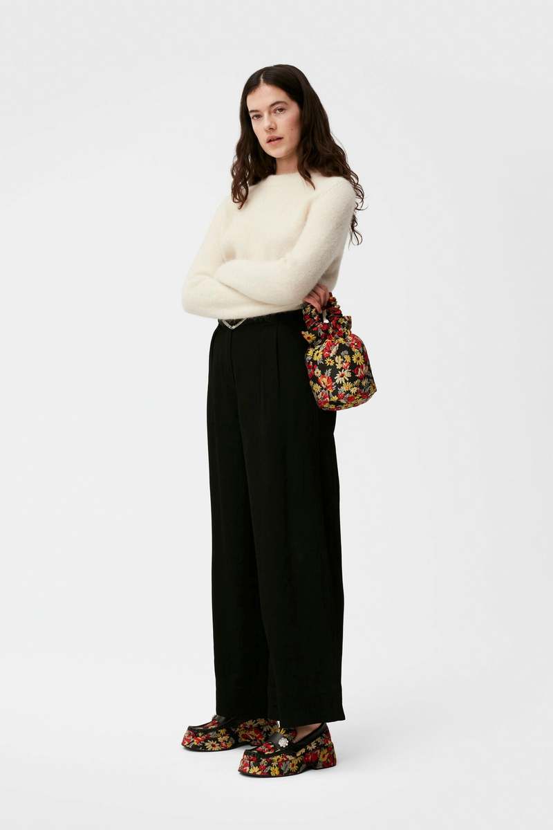 Ganni Light Structured Jacquard Wide Pants | Garmentory