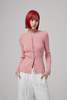 Oscar De La Renta Long Sleeve Ribbed Button Front Cardigan - Petal - Thumbnail 1