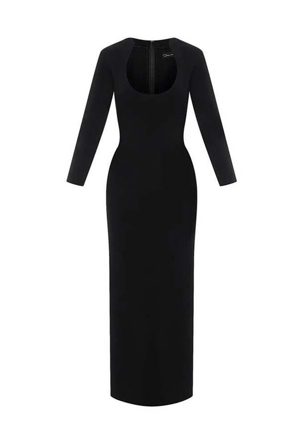 sachin and babi light blue dress Summer Elegant Women Evening Dress Chic Black Sexy Puff Sleeve Slit Slim Midi Pencil Party Club Prom Femme Mujer Vestidos