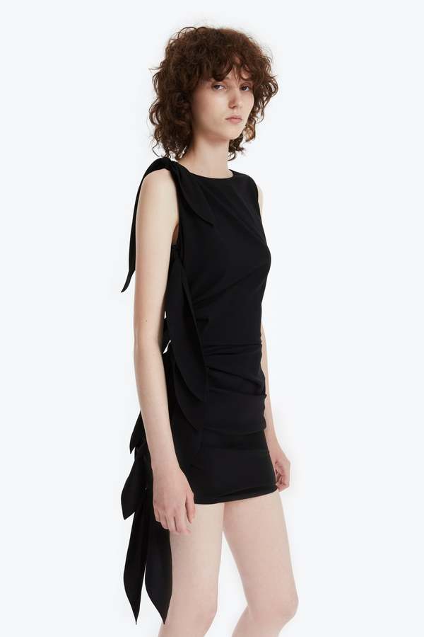 Petar Petrov SLEEVELESS MINI DRESS WITH SIDE TIES - Black