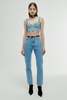 ALESSANDRA RICH Straight Denim Jeans with Crystal Embellishment - Light Blue - Thumbnail 1