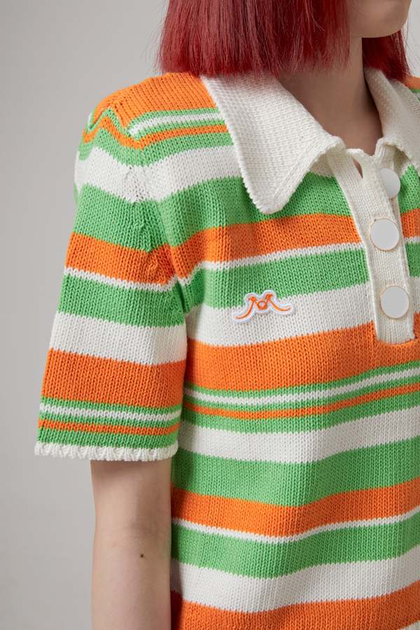 ROWEN ROSE STRIPED COTTON KNITTED POLO