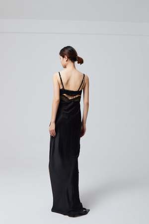 Christopher Esber TROPIC CROCHET BIAS CAMI DRESS - Black