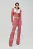 Alessandra Rich Vichy Tweed Flared Trousers - Red/White - Thumbnail 2