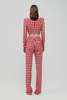 Alessandra Rich Vichy Tweed Flared Trousers - Red/White - Thumbnail 3