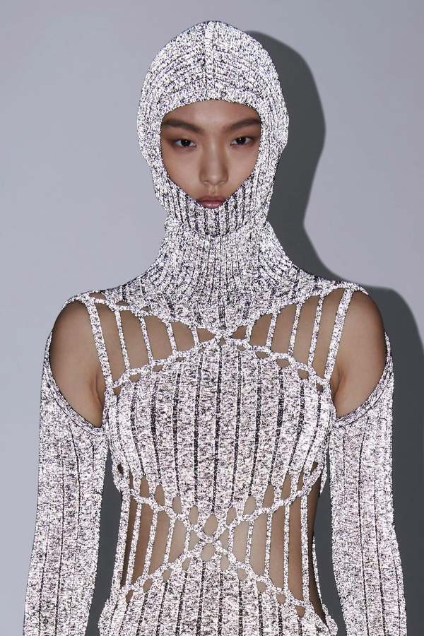 dion lee blue reflective dress Dion Lee Bias Weave Cowl Dress Silk Satin Ultra Blue (For Hire)  EKOLUV