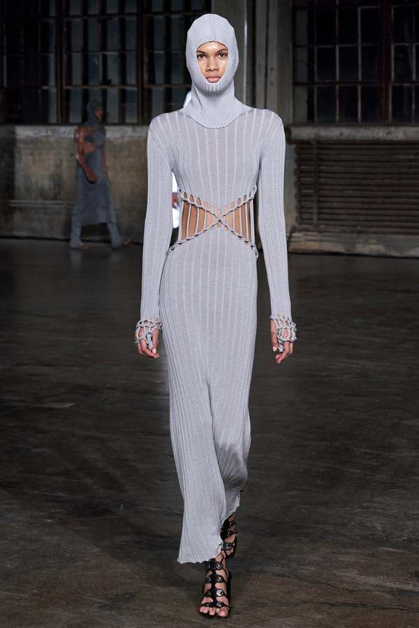 dion lee blue reflective dress Dion Lee Bias Weave Cowl Dress Silk Satin Ultra Blue (For Hire)  EKOLUV