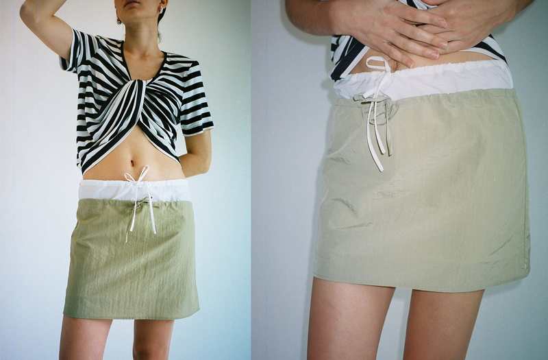 Coming of Age Nylon Mini Skirt - Tan | Garmentory