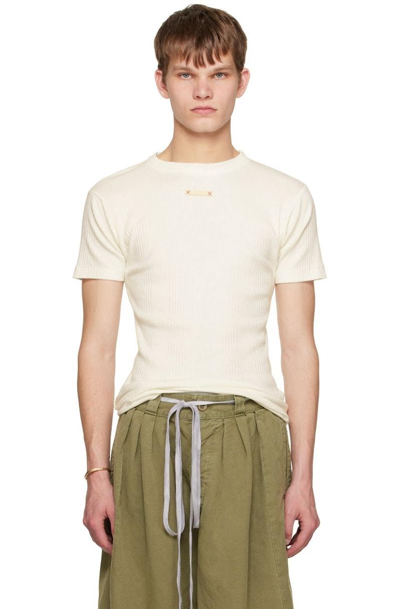 MAISON MARGIELA WHITE ウール混 Tシャツ MM6 Maison Margiela cotton t-shirt PRM EU
