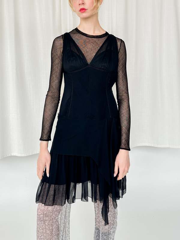 black dresses prom Off-the-Shoulder Ankle-Length Black Split Prom Dress Party Dress US6 / As Picture main image 0