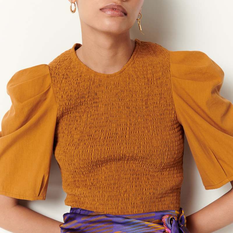 smocked yellow top