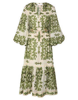 green emerald velvet dress Zimmermann Sunray Pleat Midi Sage Sag main image 0