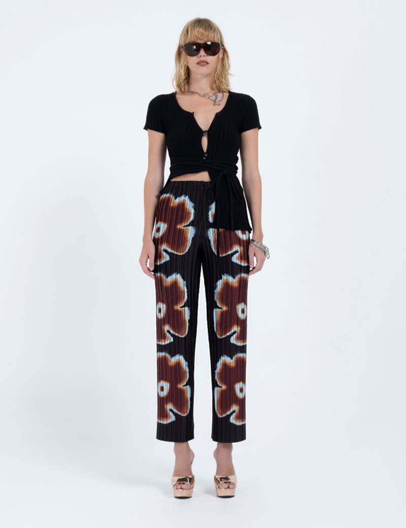 Arthur Box Pleat Straight Pant - Burning Flower | Garmentory