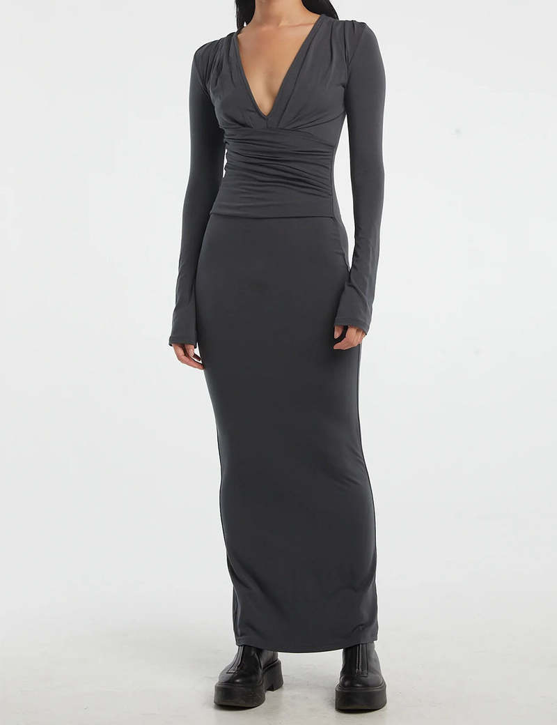 The Line By K Calli Dress - Deep Grey