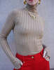Enza Costa Lurex Turtleneck Sweater - Sand/Gold - Thumbnail 1