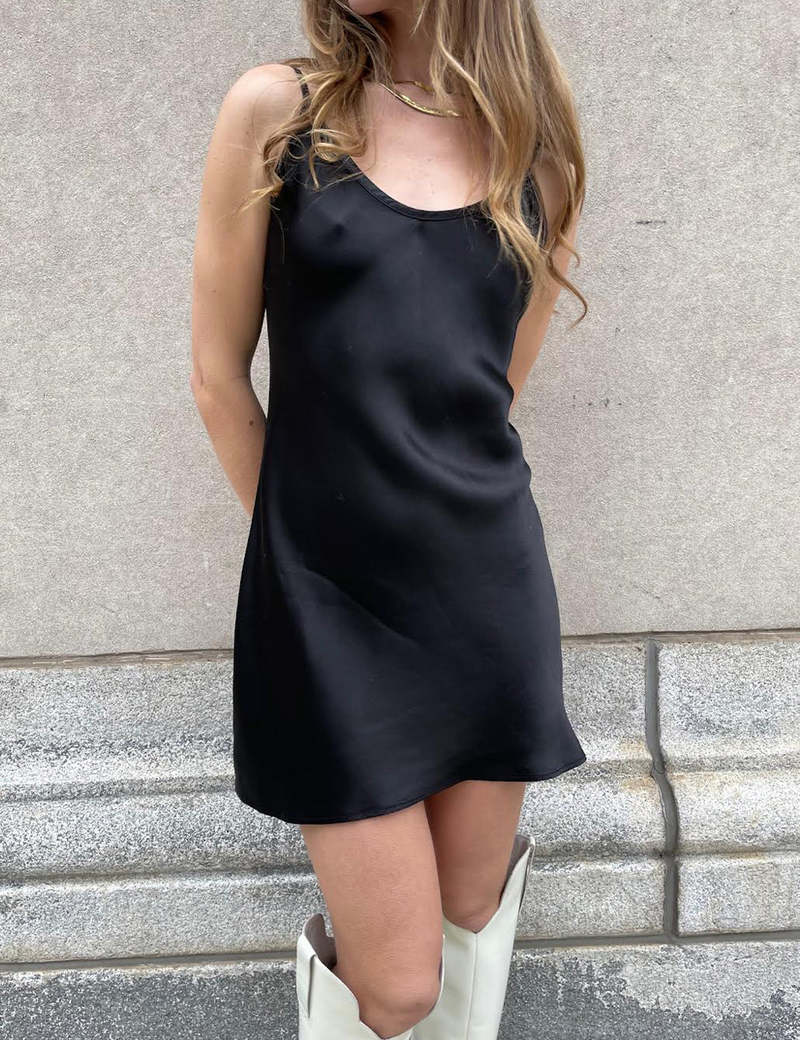 Enza Costa Mini Slip Dress - Black | Garmentory Enza Costa Mini Slip Dress - Black | Garmentory
