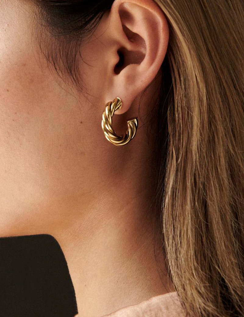 Laura Lombardi Mini Etched Hoops Gold | recreation.io